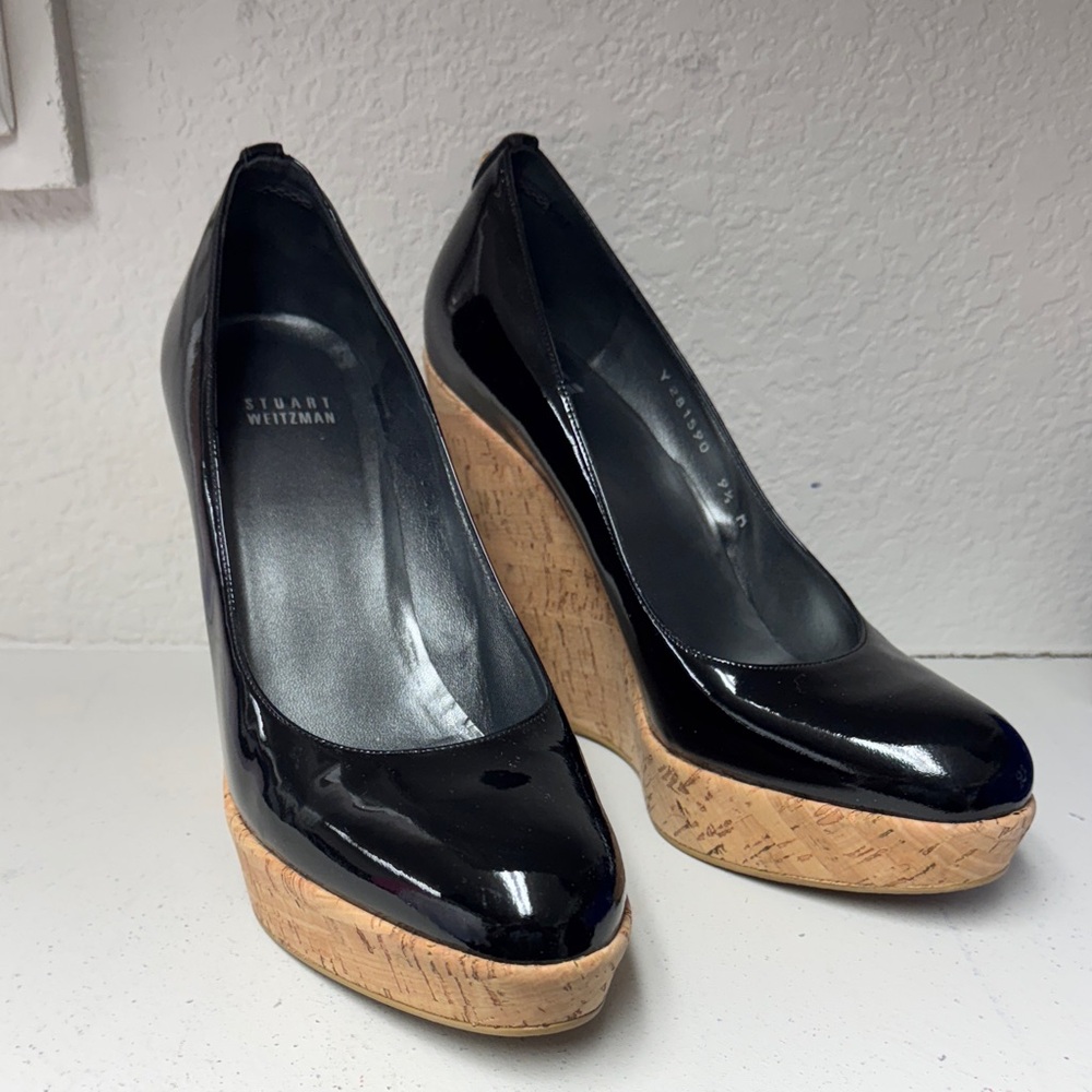 Stuart Weitzman Black Patent Wedges